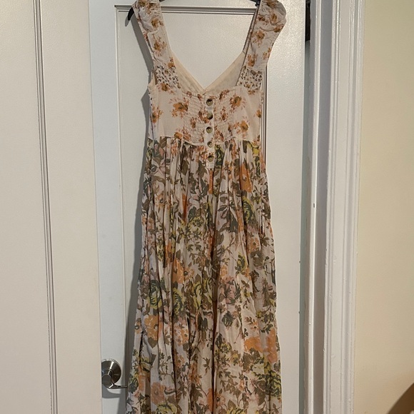 Free People “Love You” Midi Dress in Garden Floral Cream and Peach - Picture 8 of 9